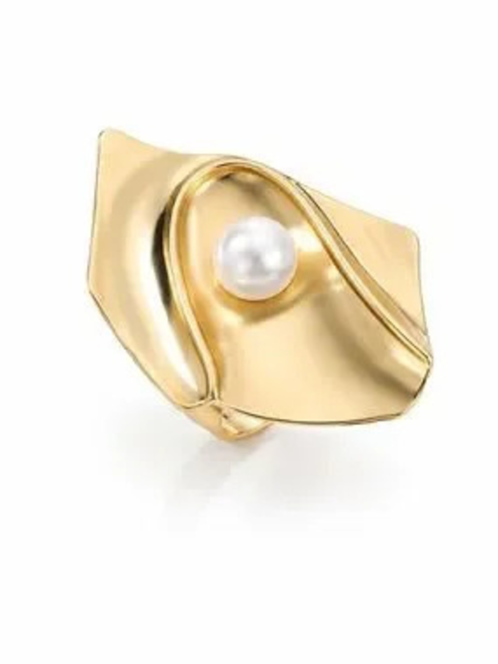 Gold Pearl Accent Sculptural Statement Ring